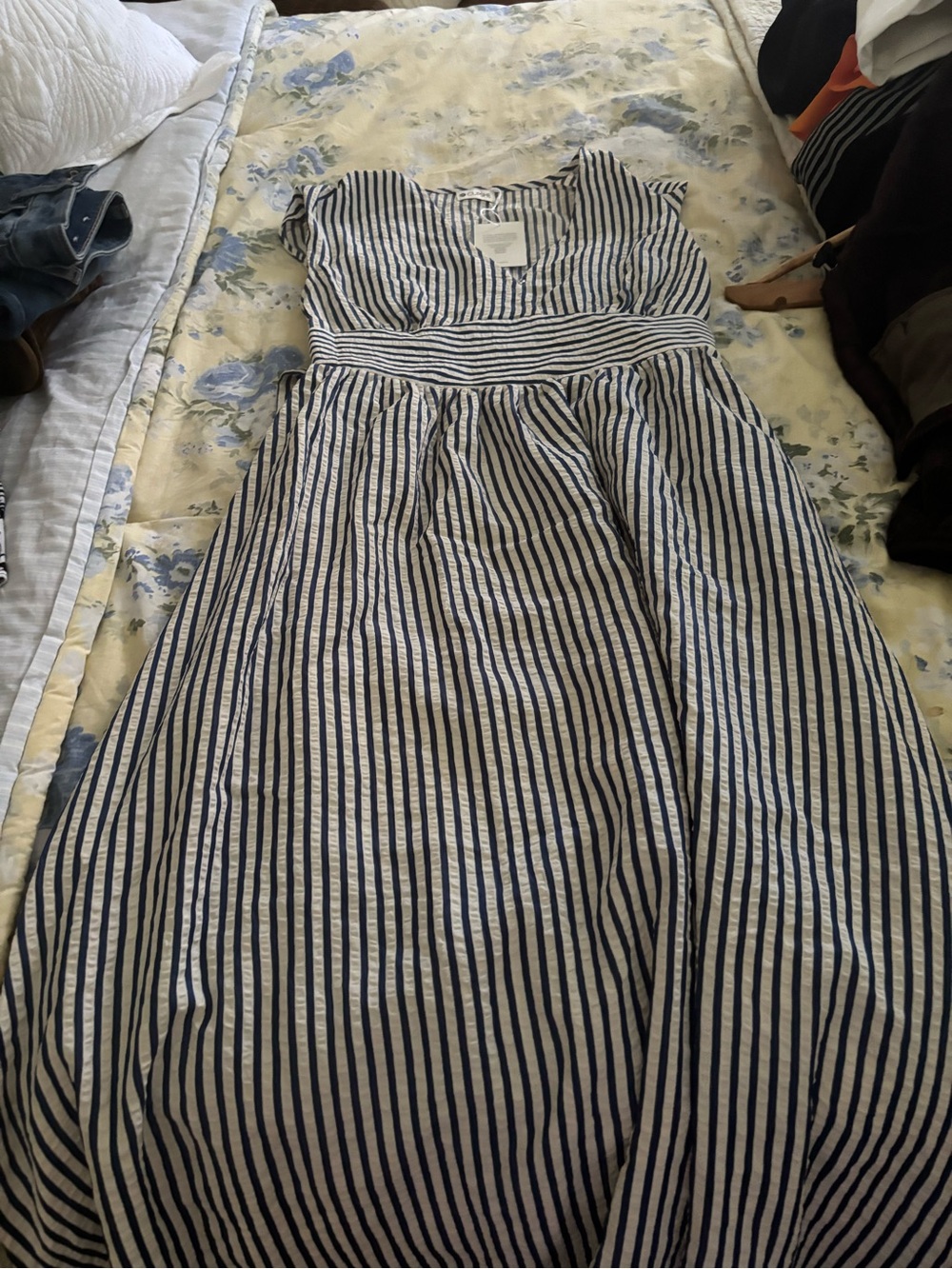Cupshe Navy and White Striped Dress